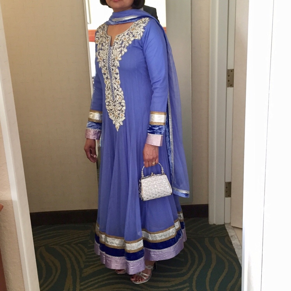 Purple Indian anarkali shalwar